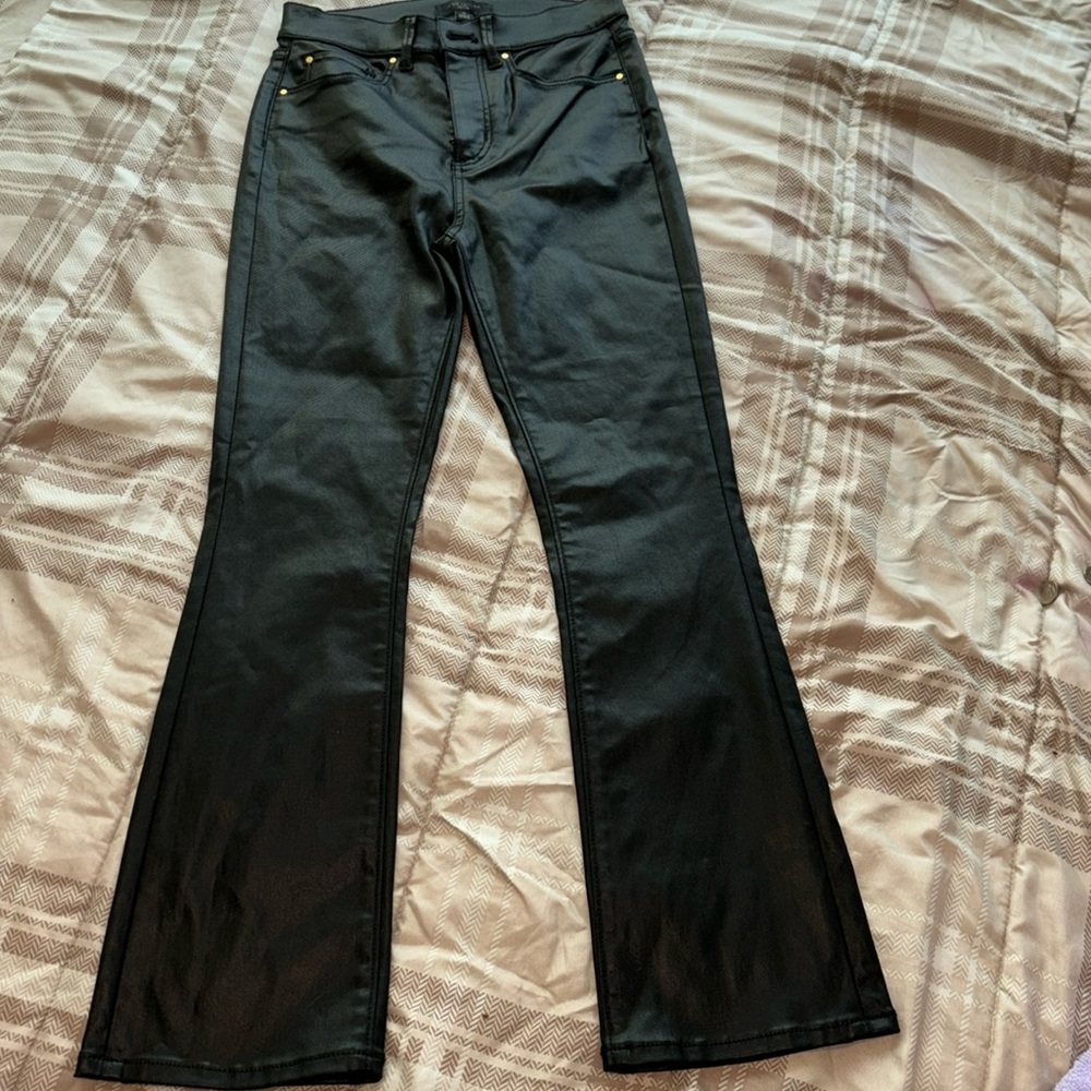 Black, full leather pants size 0p